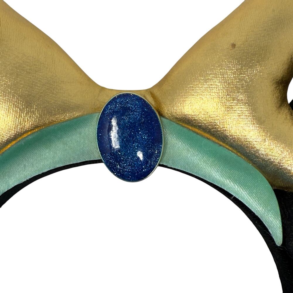 Disney Parks Sorcerer Moon & Stars Minnie Mouse Ears Headband Jewel Gold Bow - Picture 7 of 13